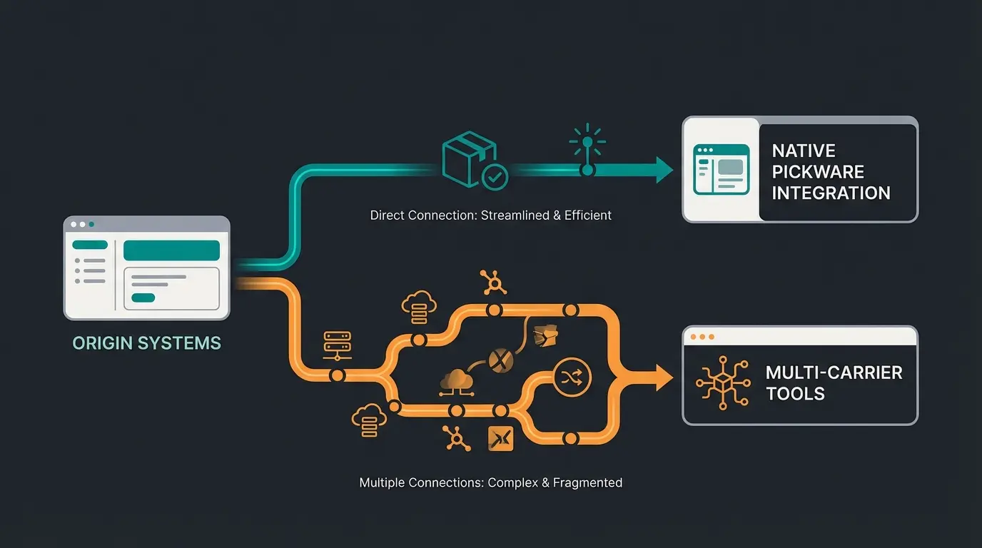 Comparison of Shopware DHL integration options showing Pickware plugin versus multi-carrier tools