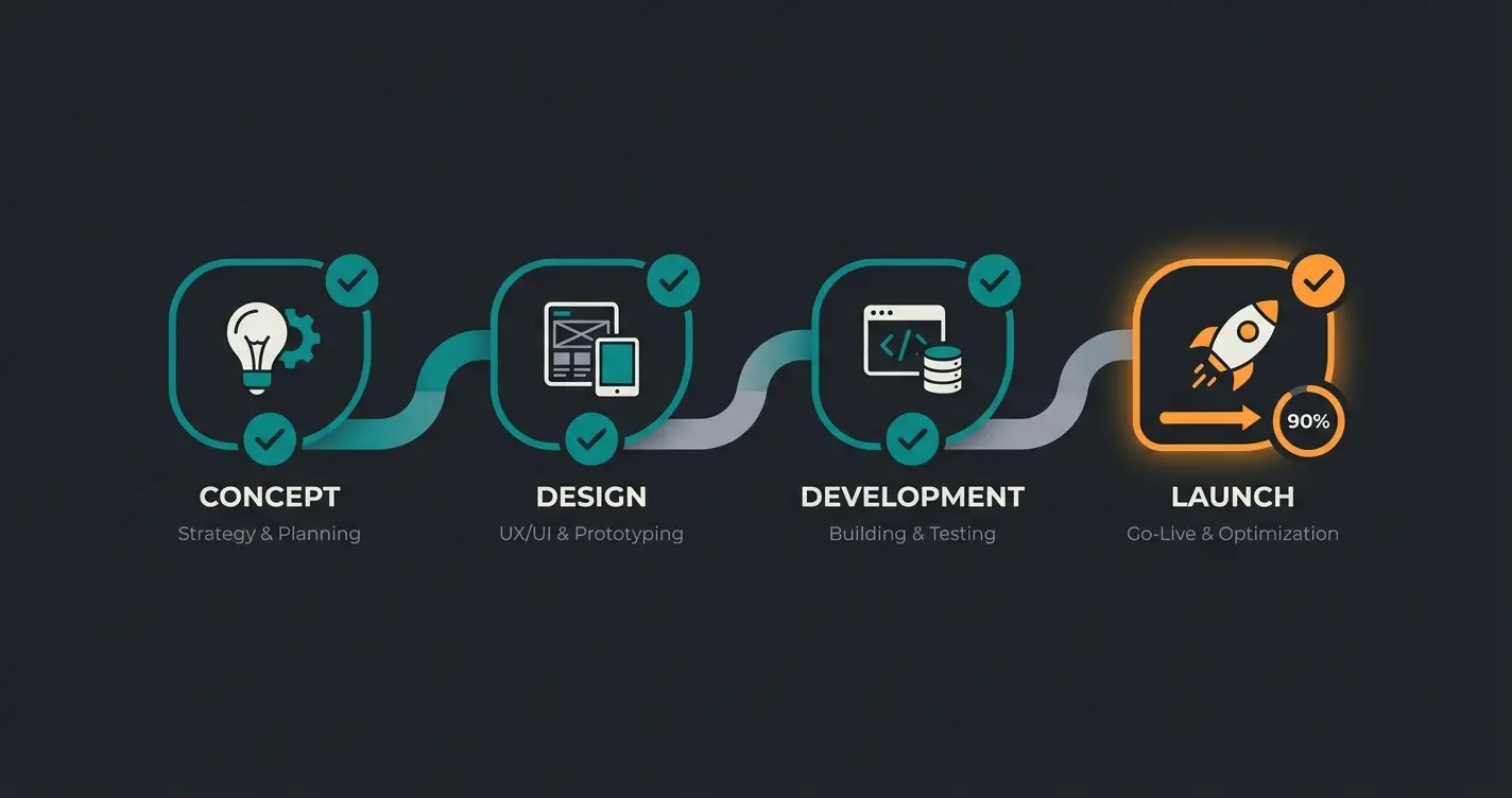 Projektablauf Shopify Shop erstellen lassen in sechs Phasen