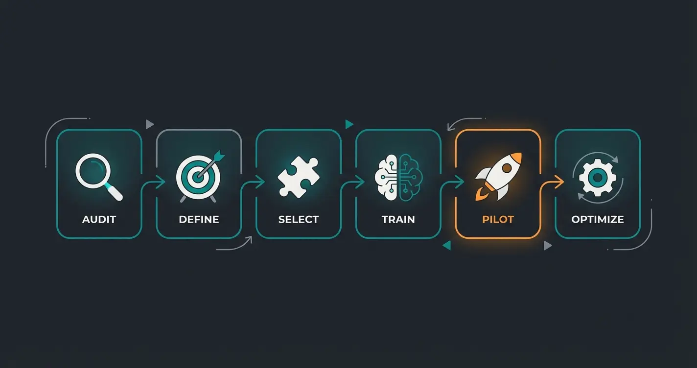 Six-step customer service chatbot implementation roadmap from audit to optimization