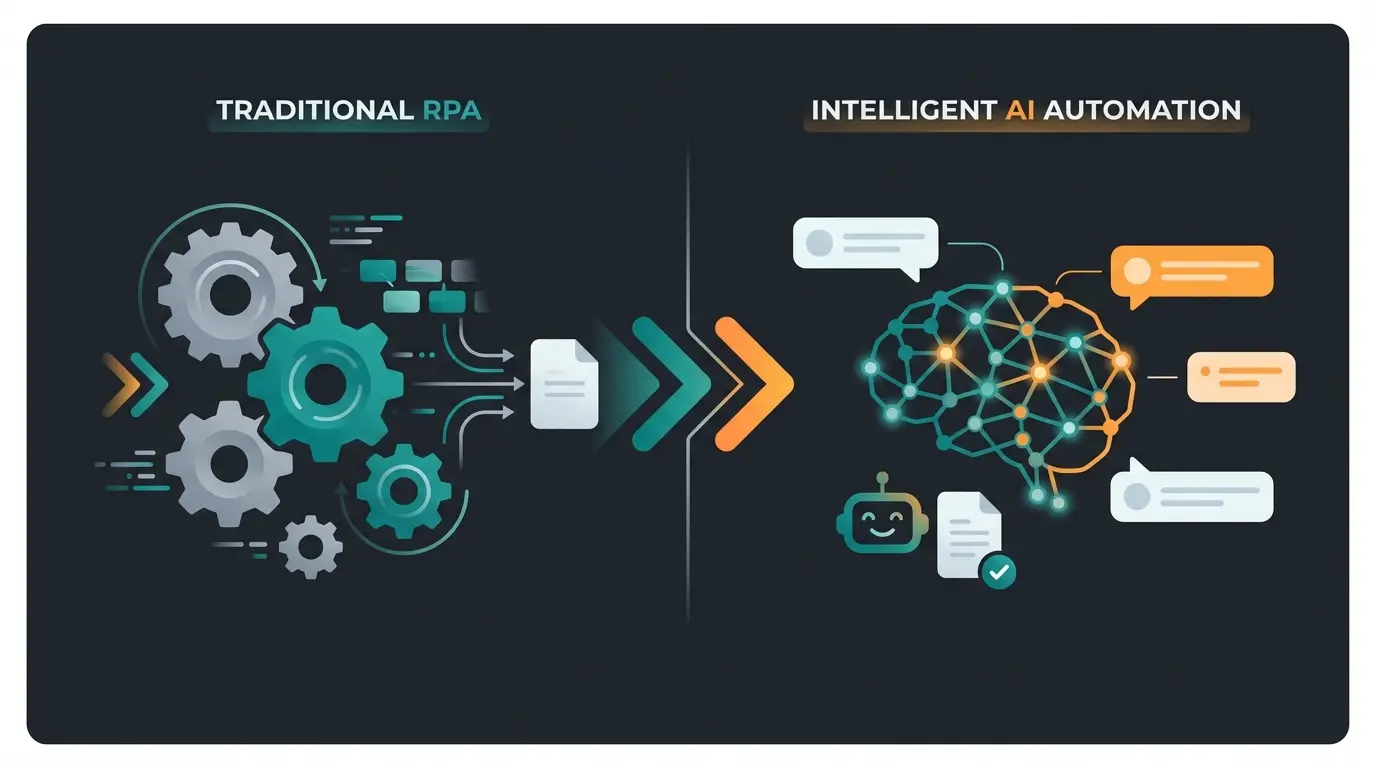 Vergleich traditionelle RPA vs intelligente KI-Automatisierung für Unternehmen