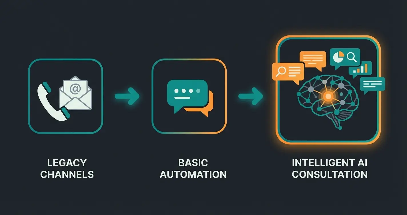 Infografik zeigt Evolution von Kundenservice zu KI-Beratung
