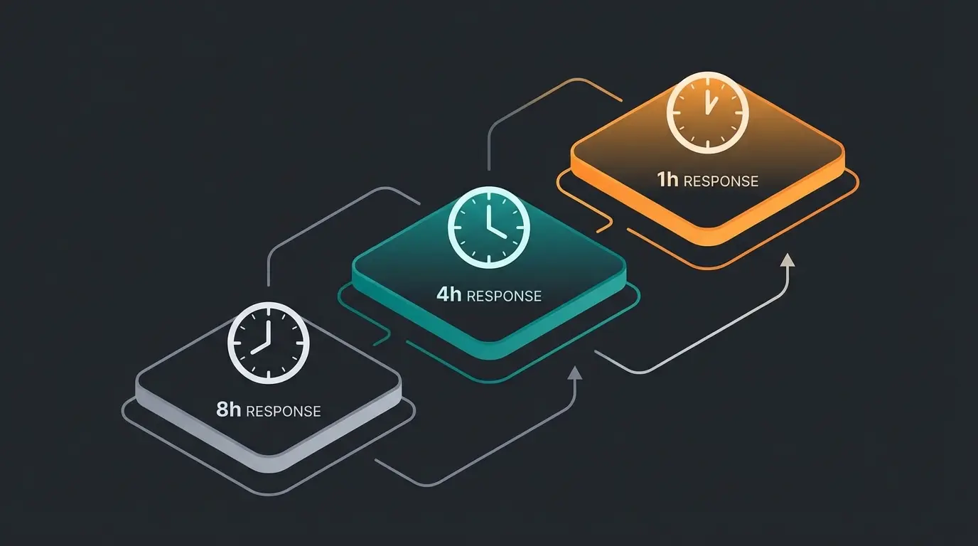 Vergleich der Shopware Support-Pläne Rise, Evolve und Beyond mit Reaktionszeiten