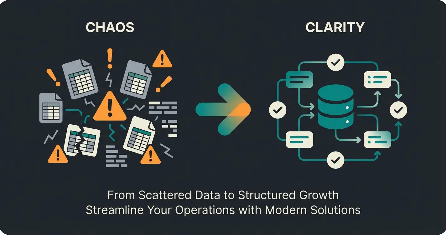 Visual comparison of Excel spreadsheet limitations versus CRM database capabilities
