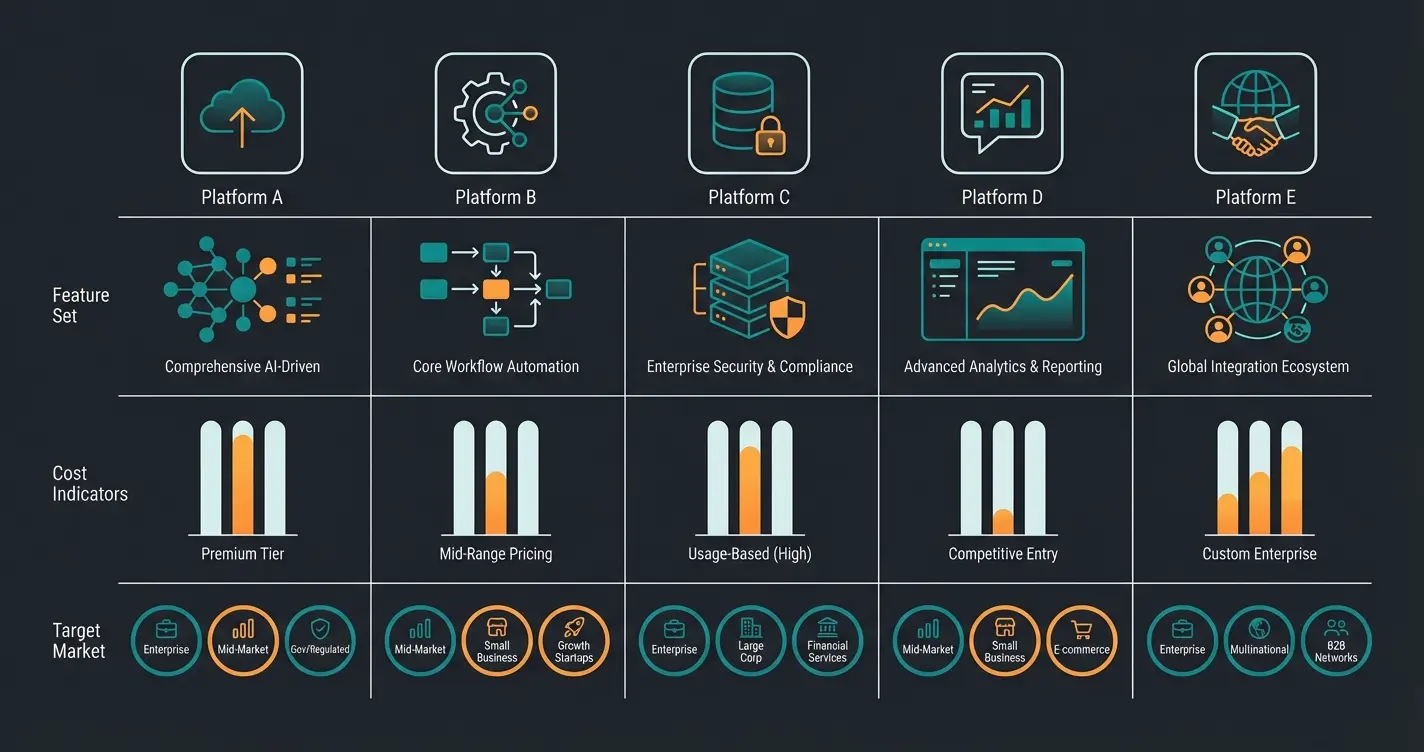 Comparison of five major Magento alternatives showing key differentiators