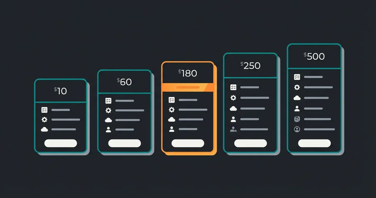 Shopify Preise 2026: Visuelle Darstellung aller fuenf Preisstufen von Starter bis Plus