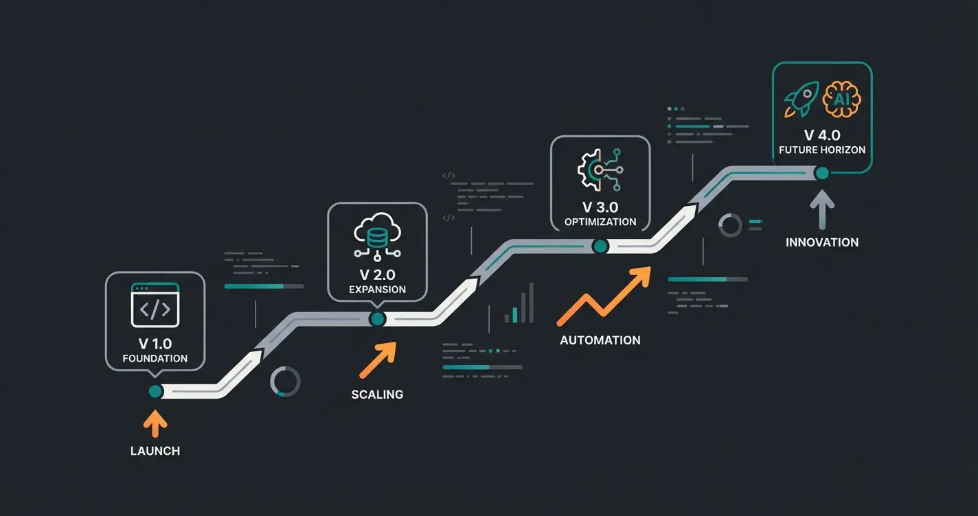 Magento 2 version evolution timeline showing key milestones from 2.4 to 2.4.8