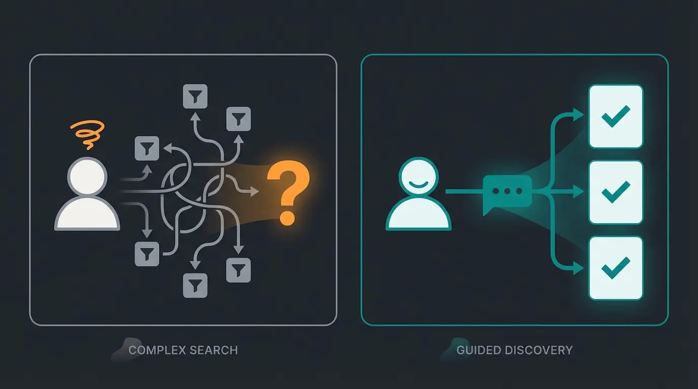 Customer journey comparison between filter-based and AI consultation-based product discovery