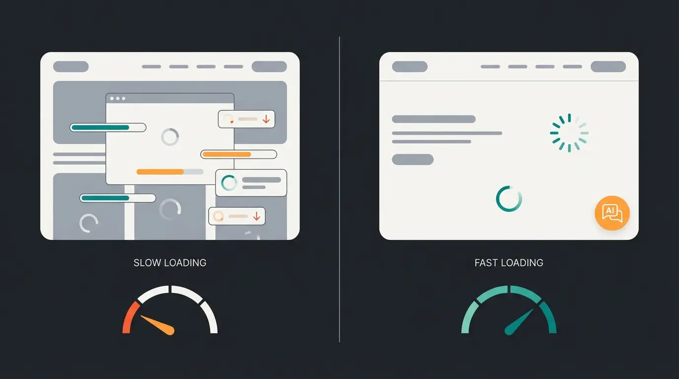 Comparison visualization of theme loading times with and without AI widgets