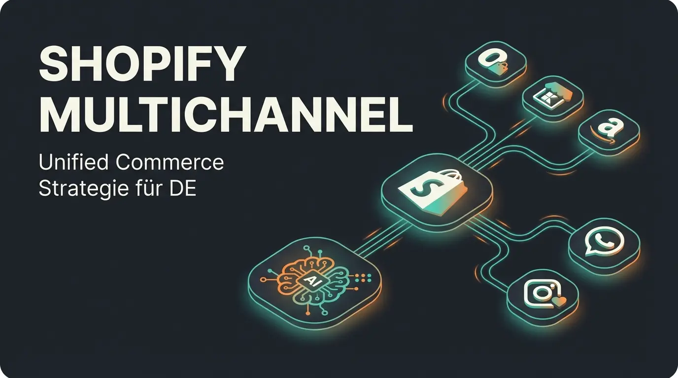 Shopify Multichannel Strategie mit deutschen Marktplätzen und KI-Beratung visualisiert