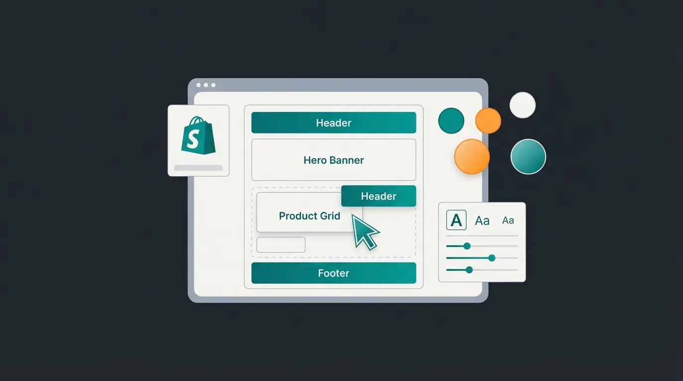 Shopify Theme Editor mit Sections, Blocks und Design-Einstellungen für die Shop-Gestaltung