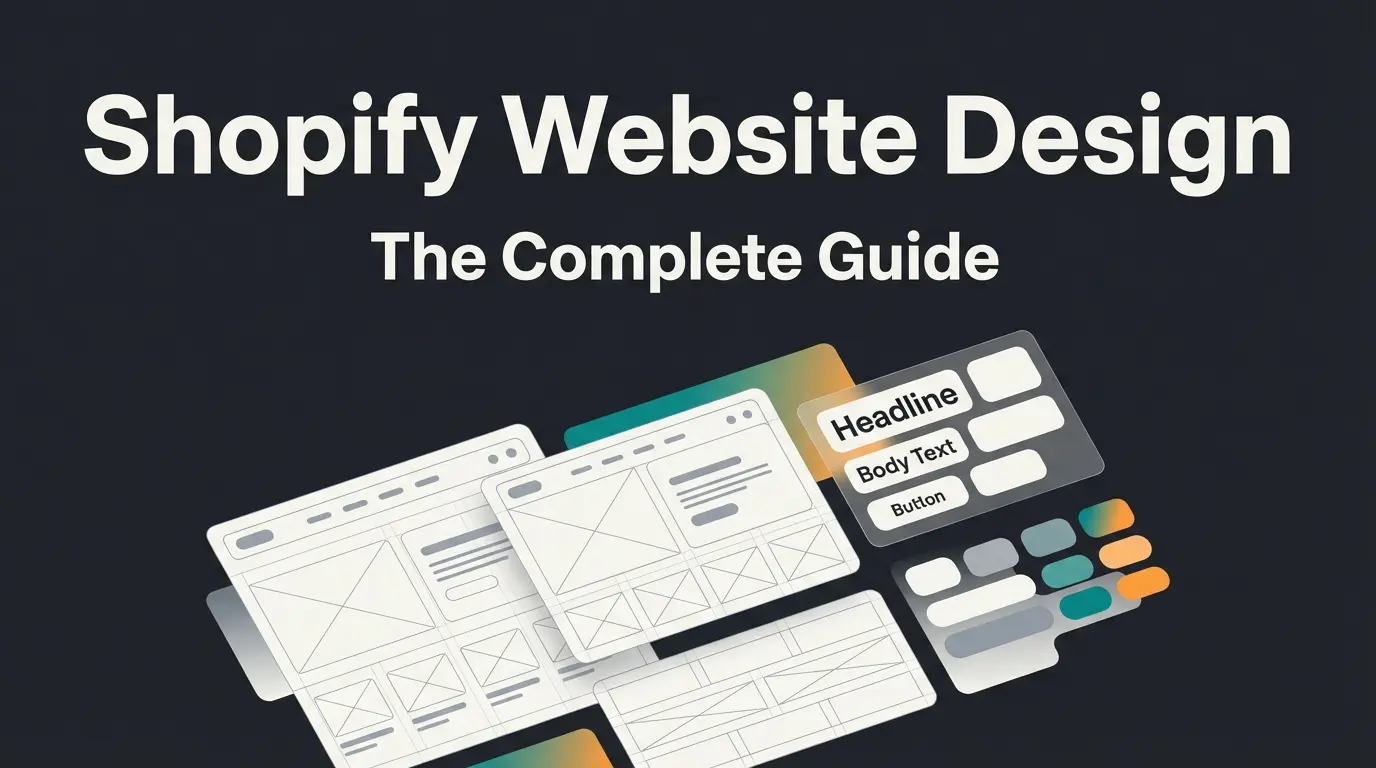 Shopify website design guide showing abstract storefront layout blueprint with design elements