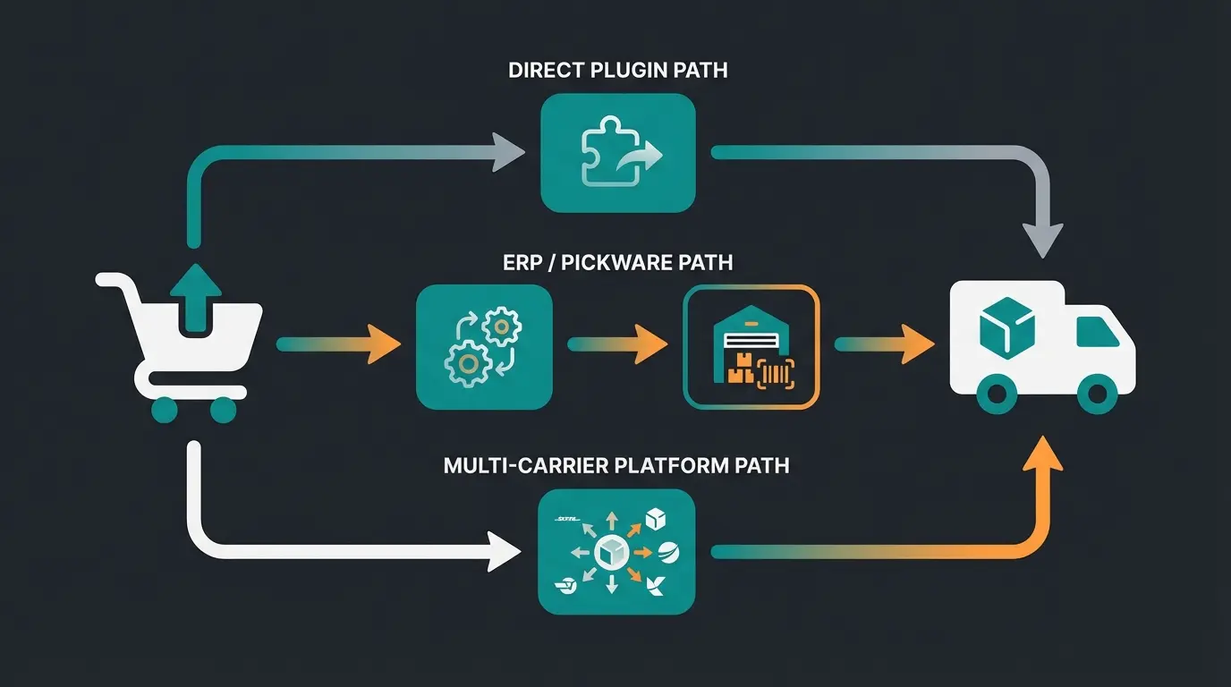 Shopware DPD Integrations-Optionen im Vergleich als Flowchart