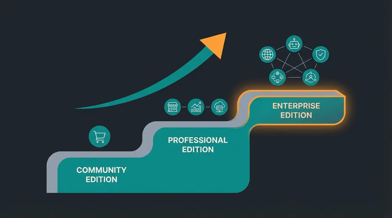 Shopware Editionen Vergleich 2025 mit Rise, Evolve und Beyond