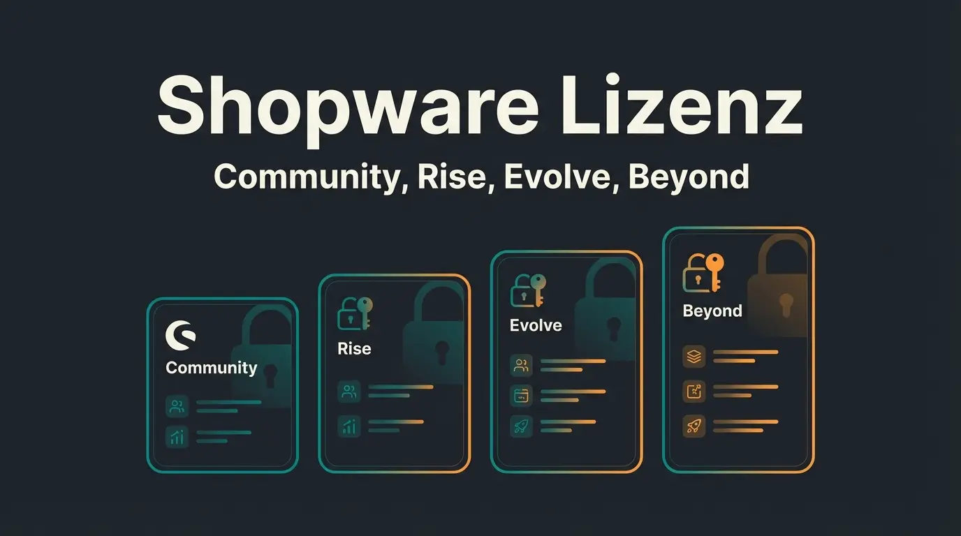 Shopware Lizenz 2026: Community, Rise, Evolve und Beyond im Vergleich
