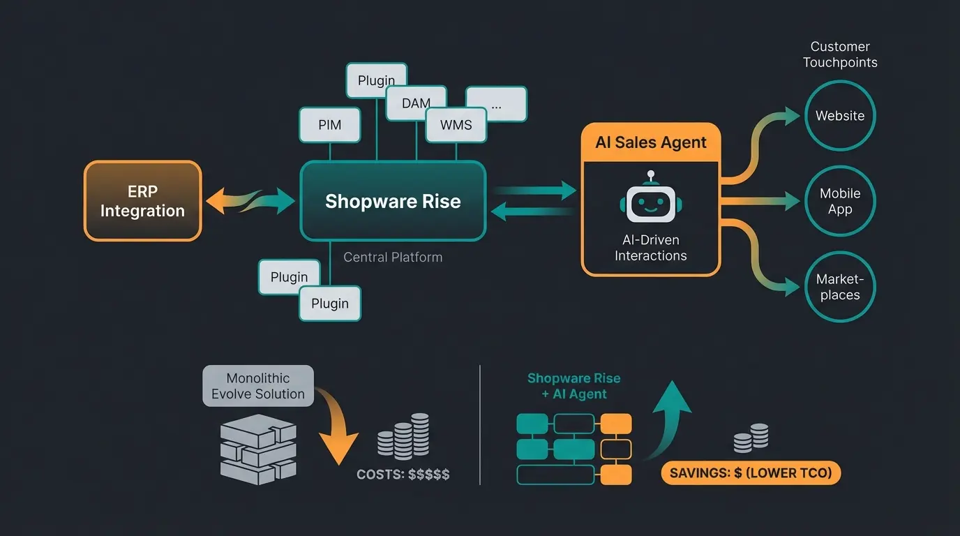 Smart Rise Stack Architektur mit Frontend-KI Integration