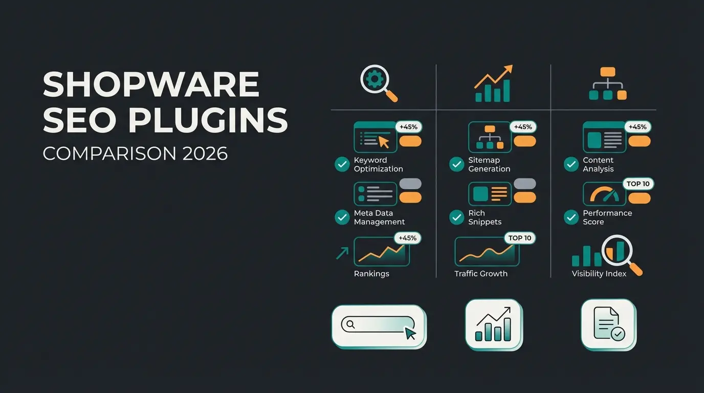 Shopware SEO plugin comparison showing top extensions for search engine optimization
