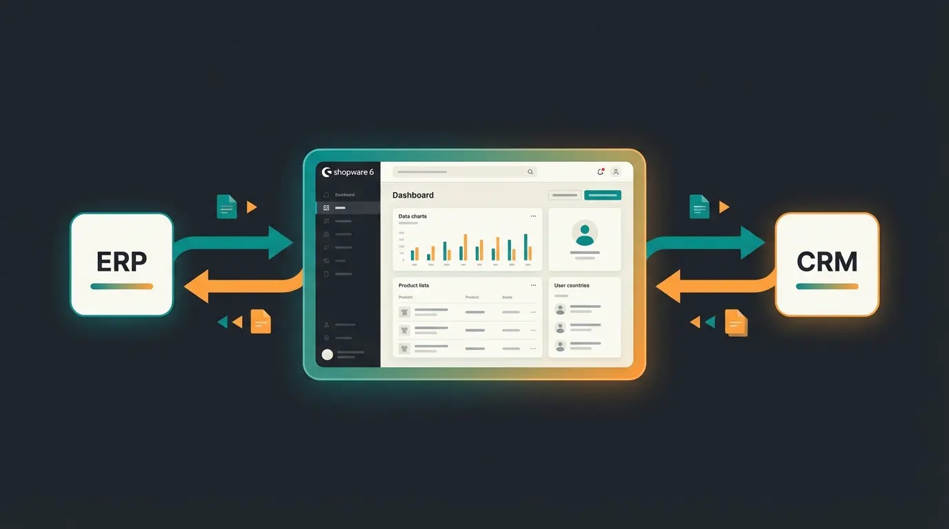 Shopware 6 Admin-Dashboard mit ERP- und CRM-Integration für Full-Service E-Commerce