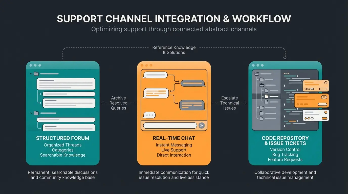 Vergleich der Shopware Support-Kanaele: Forum, Discord und GitHub Issues