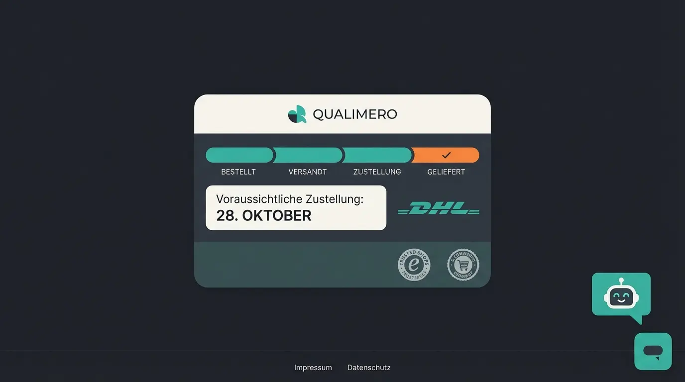 Mockup einer perfekten deutschen Tracking-Page mit allen wichtigen Elementen