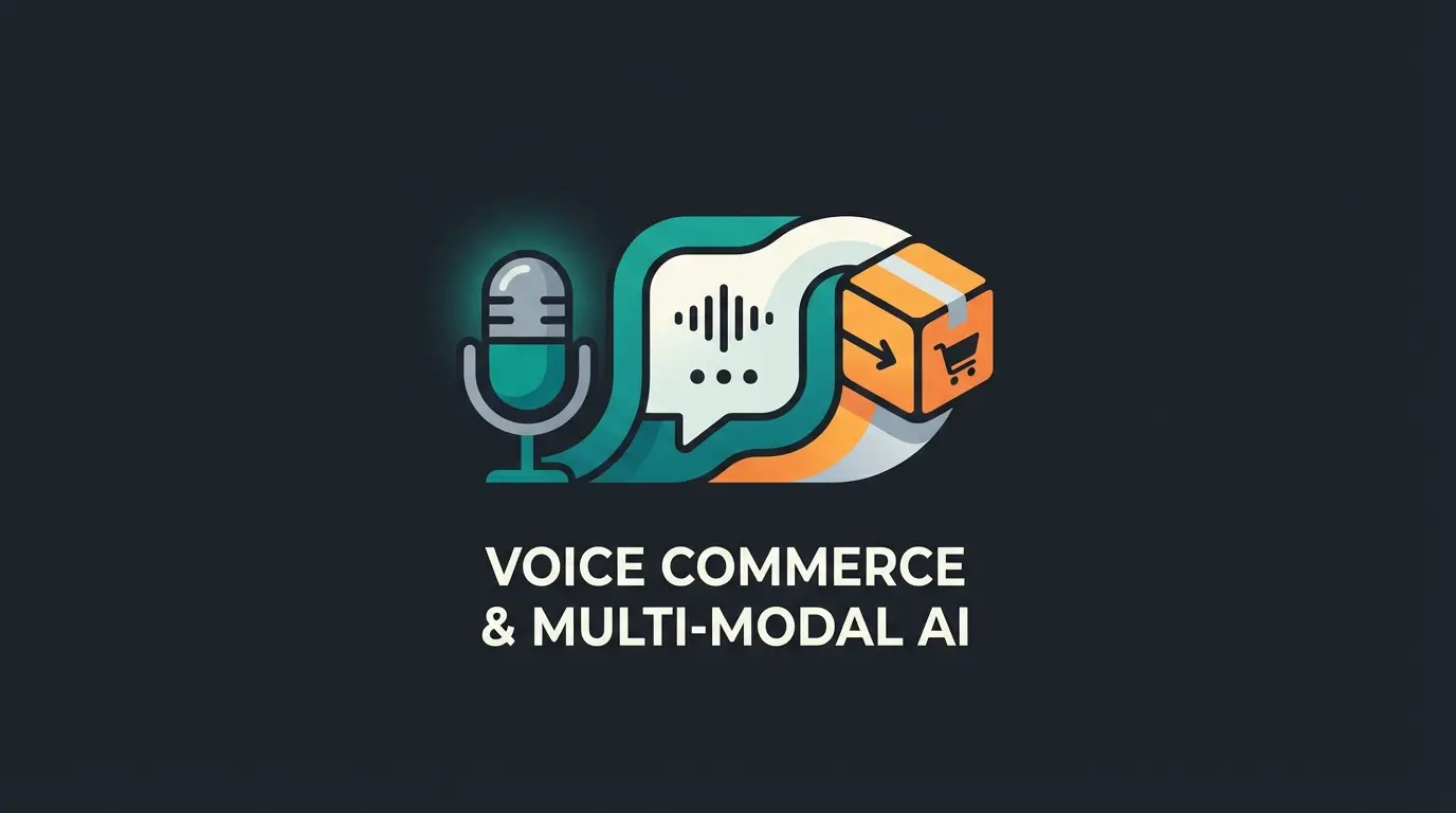 Futuristic illustration representing voice commerce and multi-modal AI interaction