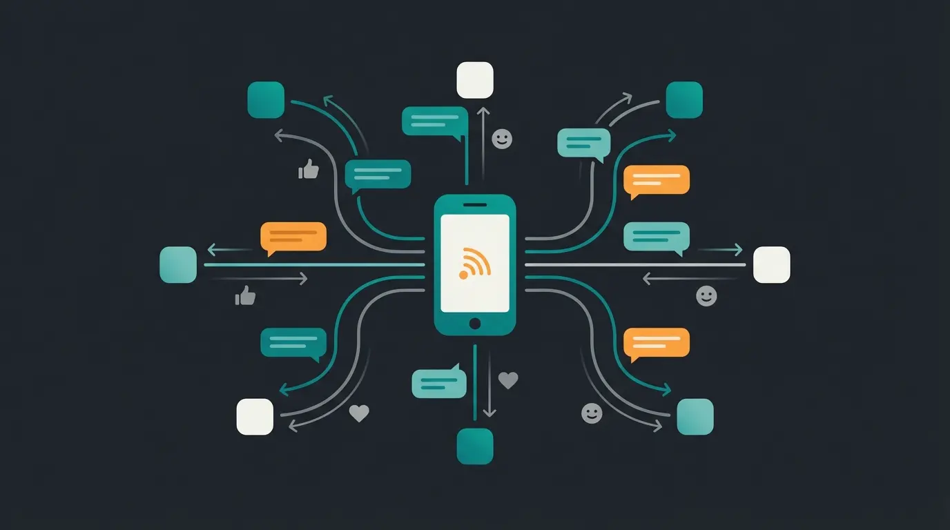 WhatsApp Kanal als One-Way-Broadcast: Eine zentrale Nachricht erreicht viele Empfaenger gleichzeitig