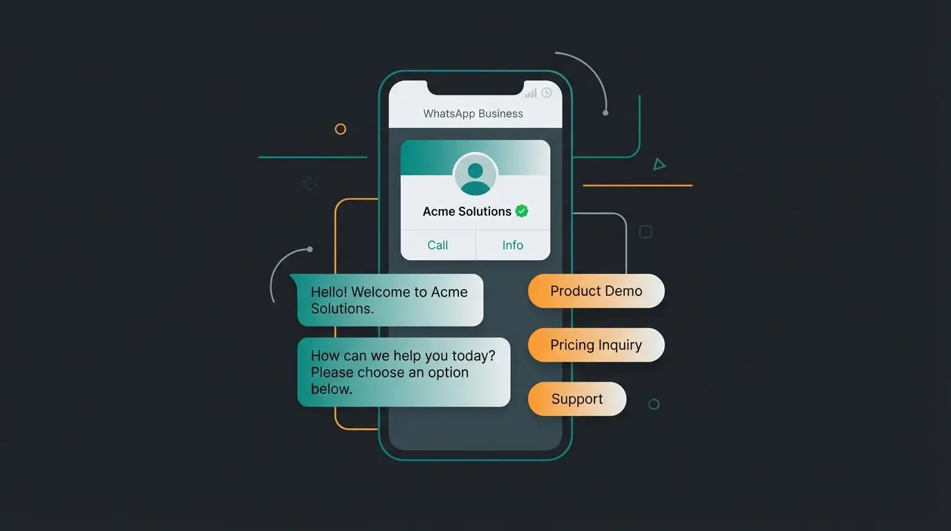 WhatsApp Business App automated reply setup with greeting messages and quick replies