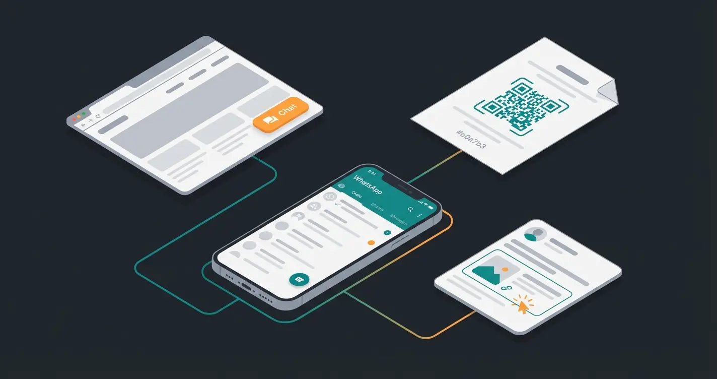 Verschiedene Wege WhatsApp Links einzusetzen: Website, Print und Social Media